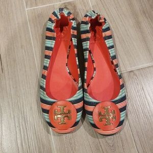 Tory Burch Multicolored Striped Flats